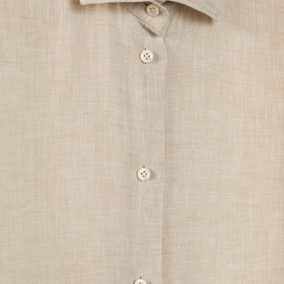 Loro Piana Oatmeal Linen Long-Sleeve Buttoned Shirt - Picture 6 of 9
